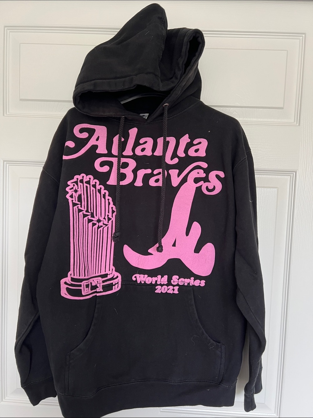 Atlanta Braves Black Hoodie with Pink Graphic - World Series 2021